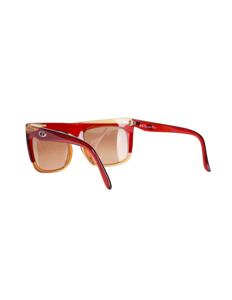 Christian Dior Vintage Amber Red Split Tone Design Sunglasses