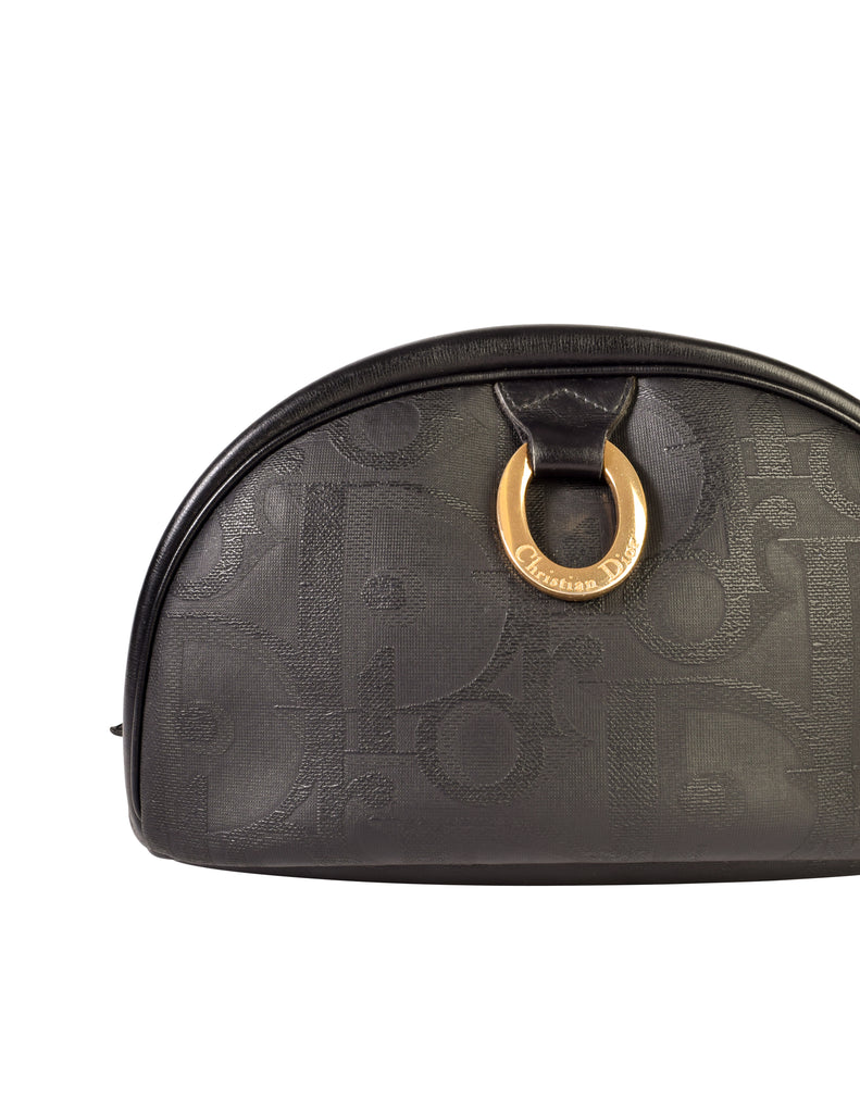 Christian Dior Vintage Black Leather Coated Canvas Monogram