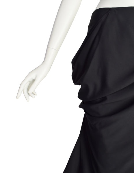 Christian Dior by John Galliano Vintage AW 2006 Black Ruched Gathered Draping Skirt
