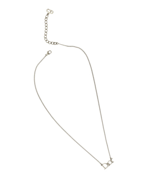 Christian Dior Vintage Dainty DIOR Logo Silver Necklace