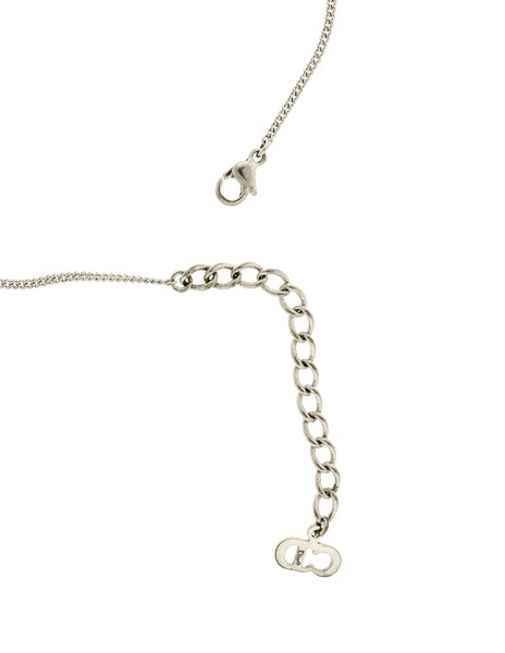 Christian Dior Vintage Dainty DIOR Logo Silver Necklace