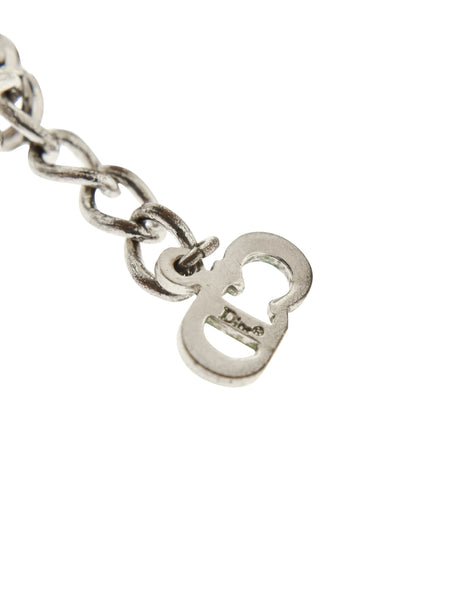 Christian Dior Vintage Dainty DIOR Logo Silver Necklace