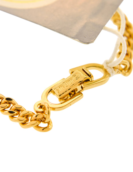 Christian Dior Vintage Gold Oval CD Logo Chain Bracelet