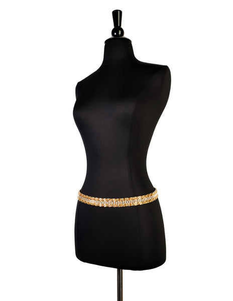 Christian Dior Vintage Gold Swirl Link Strass Rhinestone Belt