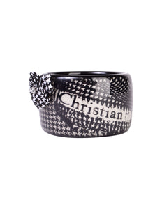 Christian Dior Vintage Black and White Houndstooth Resin Bangle Bracelet