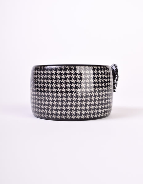 Christian Dior Vintage Black and White Houndstooth Resin Bangle Bracelet