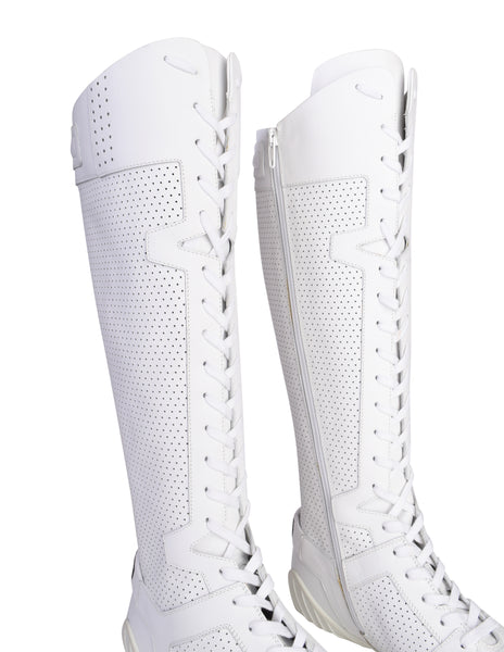Christian Dior SS 2017 by Maria Grazia Chiuri J'ADIOR White Leather Knee High 'Fencing' Boots