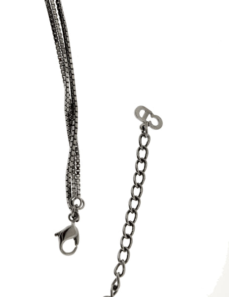 Christian Dior by John Galliano Vintage Gunmetal Silver Strass Multi-Chain Acorn Chandelier Necklace