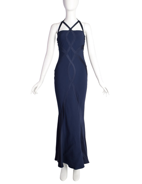 Christian Dior Vintage AW 2004 by John Galliano Navy Blue Bias Flare S –  Amarcord Vintage Fashion