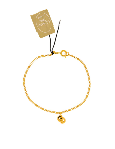 Christian Dior Vintage Gold Mini CD Logo Charm Chain Bracelet