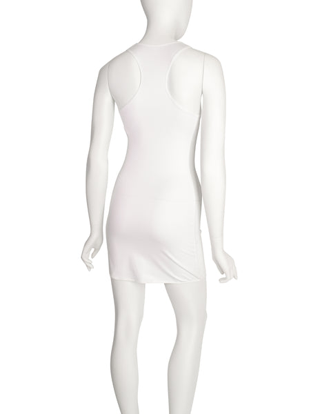 Christian Dior Vintage SS 2001 by John Galliano MISS DIOR White Cotton Mesh Bodycon Micro Mini Dress