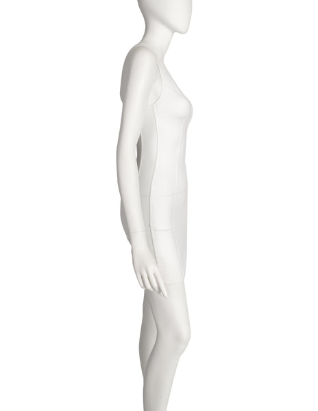 Christian Dior Vintage SS 2001 by John Galliano MISS DIOR White Cotton Mesh Bodycon Micro Mini Dress