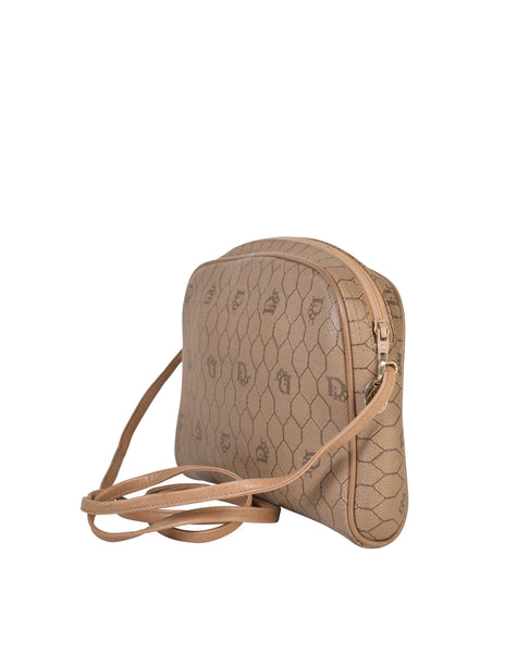 Christian Dior Vintage Beige Coated Canvas Honeycomb Monogram Crossbody Bag