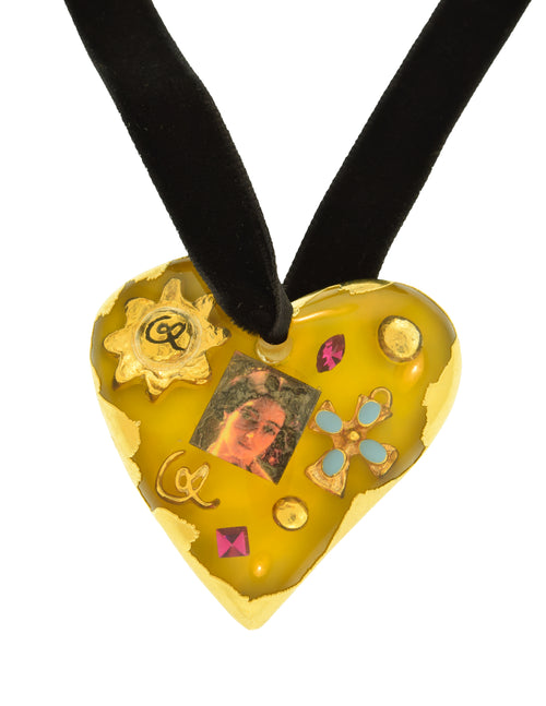 Christian Lacroix Vintage Portrait Rhinestone Logo Keepsake Gold