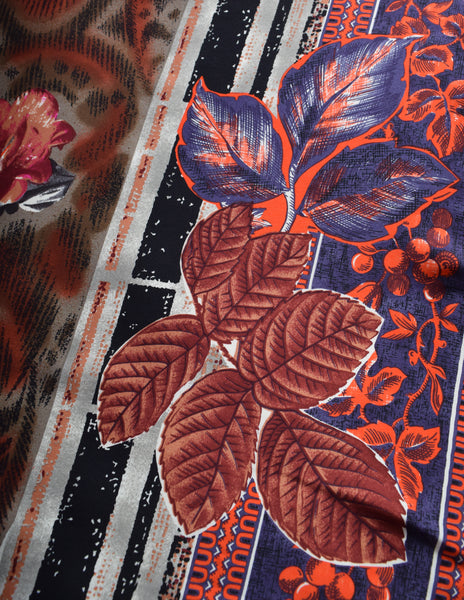 Christian Lacroix Vintage Multicolor Floral Bird Collage Print Oversized Silk Scarf