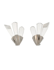 Christian Dior Vintage Silver Faceted Clear Crystal Spike Earrings