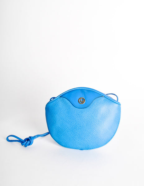 Christian Dior Vintage Blue Leather Crossbody Bag - Amarcord Vintage Fashion
 - 3