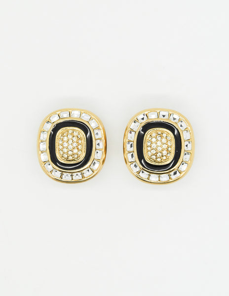 Christian Dior Vintage Diamante Enamel Earrings