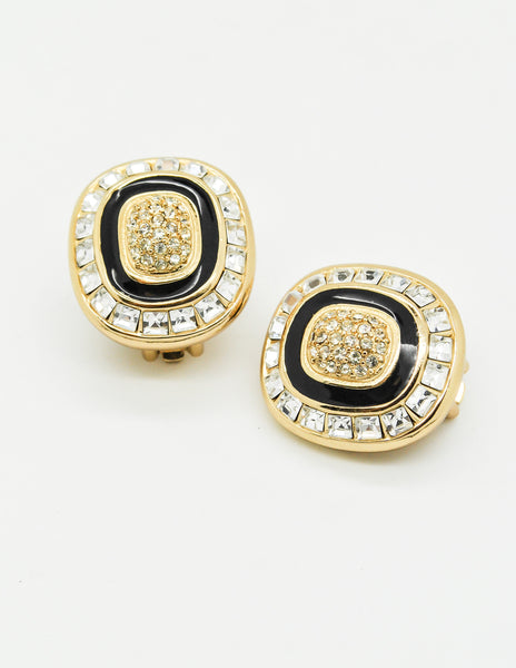 Christian Dior Vintage Diamante Enamel Earrings