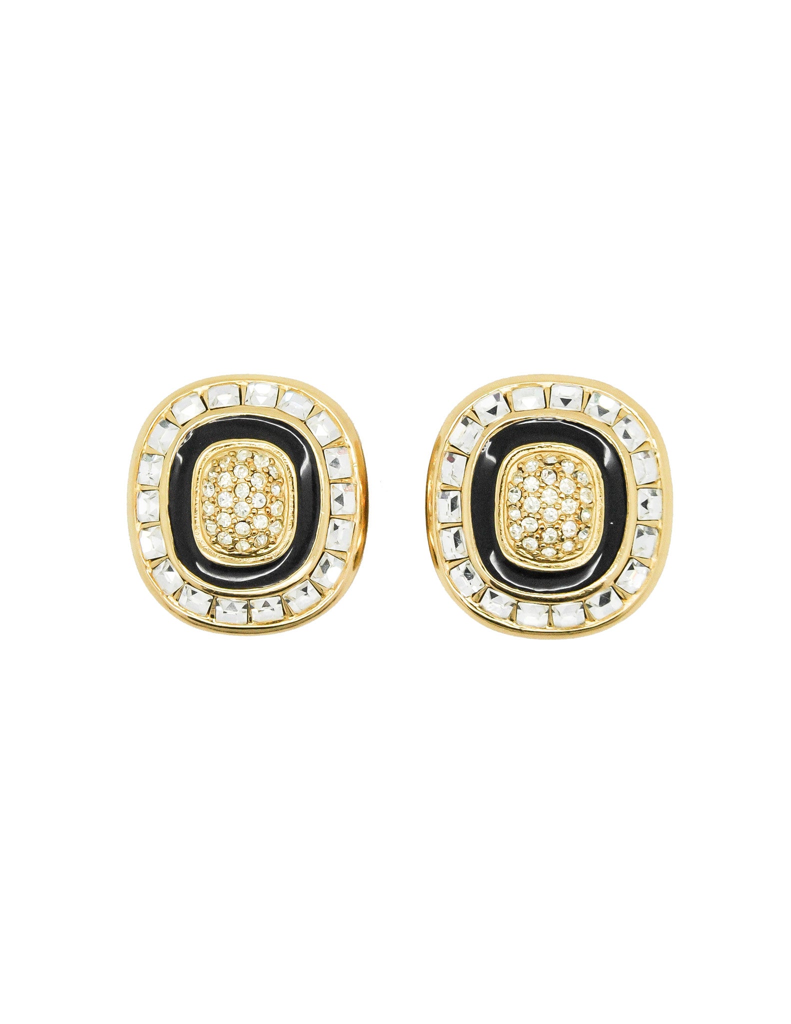 Christian Dior Vintage Diamante Enamel Earrings