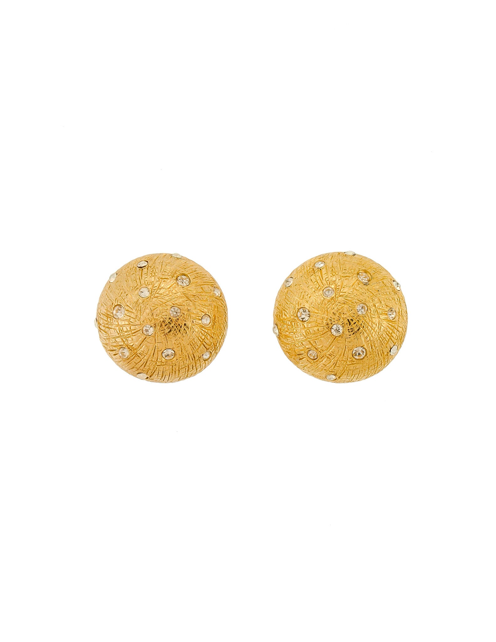 Christian Dior Vintage Gold Etched Rhinestone Earrings