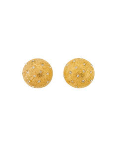 Christian Dior Vintage Gold Etched Rhinestone Earrings