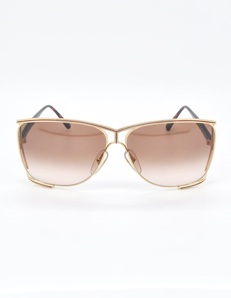 Christian Dior Vintage Gold Tortoise Sunglasses 2688