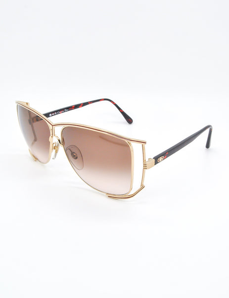 Christian Dior Vintage Gold Tortoise Sunglasses 2688