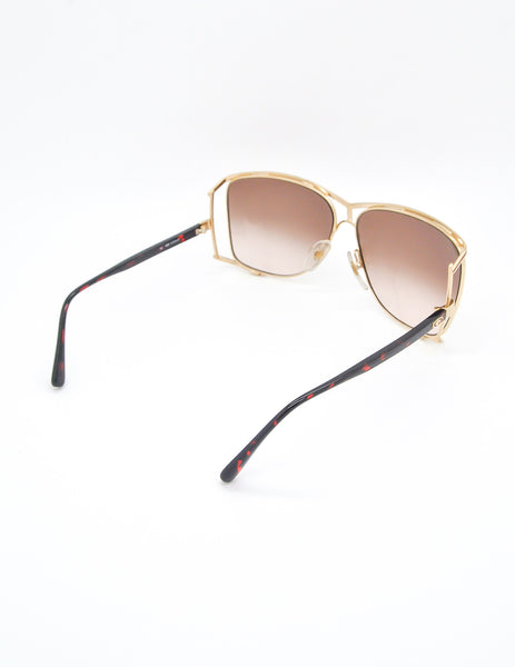 Christian Dior Vintage Gold Tortoise Sunglasses 2688