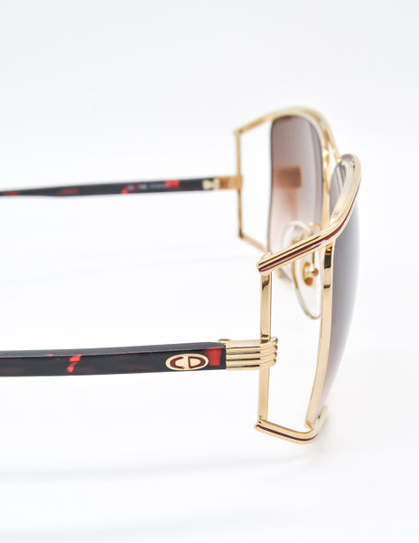 Christian Dior Vintage Gold Tortoise Sunglasses 2688