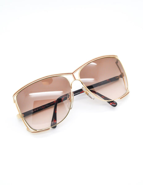 Christian Dior Vintage Gold Tortoise Sunglasses 2688