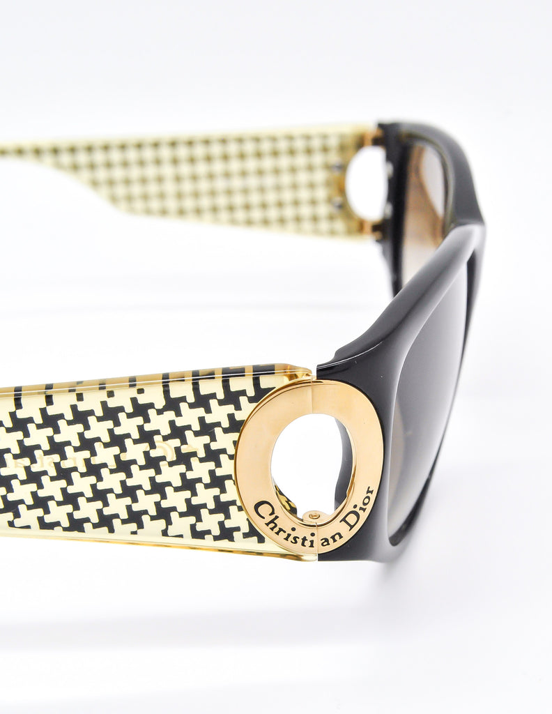 Christian Dior Black and Gold Houndstooth Sunglasses 2662  display picture 3