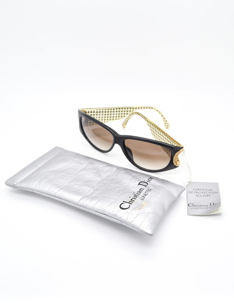 Christian Dior Black and Gold Houndstooth Sunglasses 2662