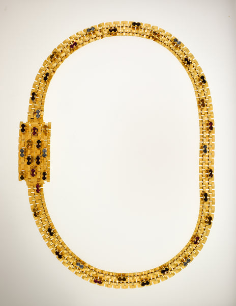 Christian Dior Vintage Gold Multicolor Rhinestone Belt