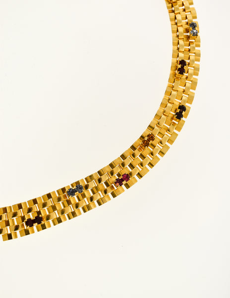 Christian Dior Vintage Gold Multicolor Rhinestone Belt