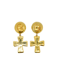 Christian Lacroix Vintage Gold Cross Earrings