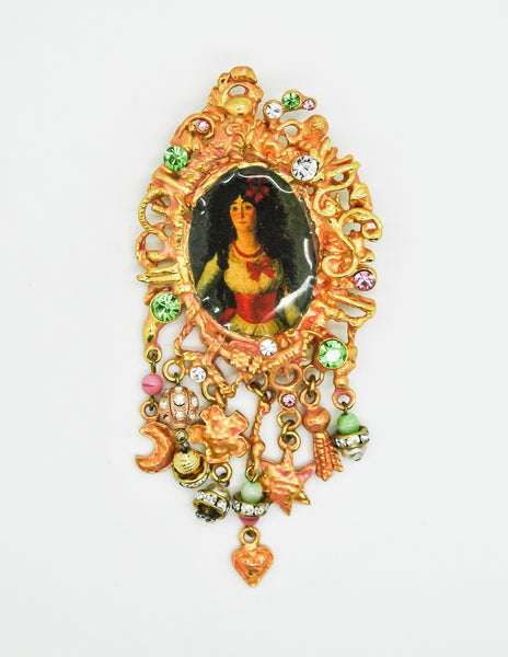 Christian Lacroix Vintage Antique-Inspired Cameo Charm Brooch
