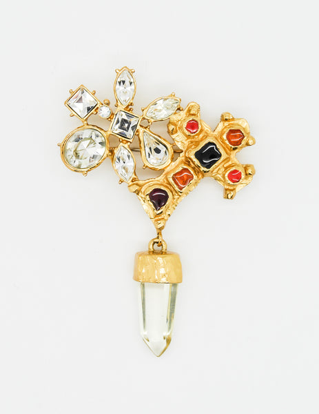 Christian Lacroix Vintage Gold Cross Prism Brooch - Amarcord Vintage Fashion
 - 2