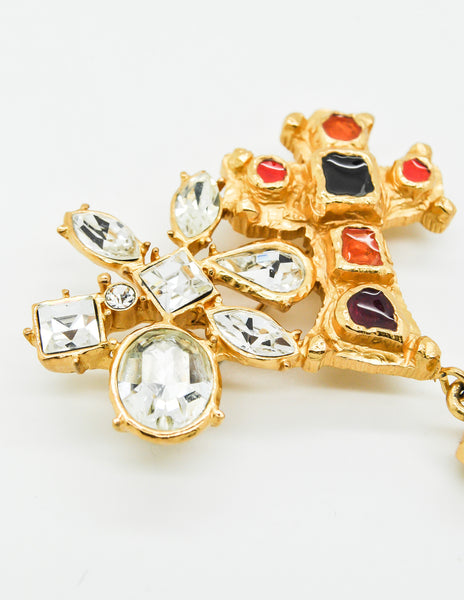 Christian Lacroix Vintage Gold Cross Prism Brooch - Amarcord Vintage Fashion
 - 4