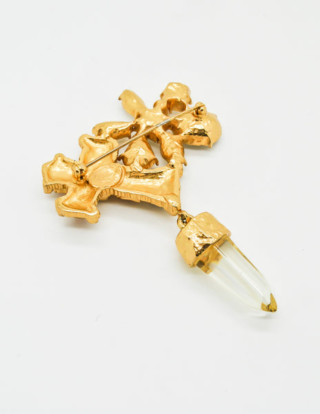 Christian Lacroix Vintage Gold Cross Prism Brooch - Amarcord Vintage Fashion
 - 6