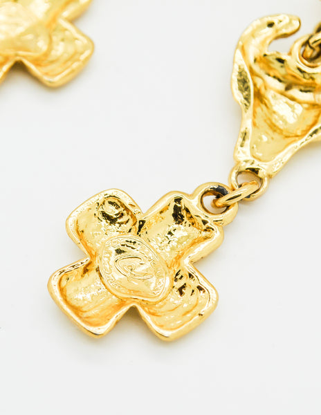 Christian Lacroix Vintage Heart Bull Cross Earrings