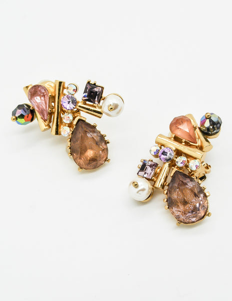 Christian Lacroix Vintage Colorful Multi-Stone Earrings - Amarcord Vintage Fashion
 - 2