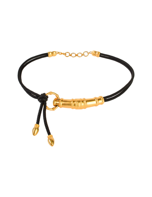 Clara Studio Vintage 1994 Black Leather Rope Belt with Gold 