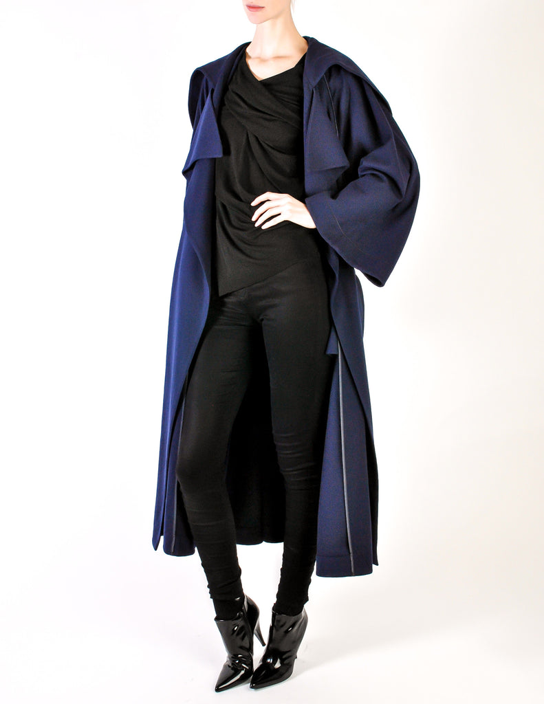 Claude Montana Vintage Navy Blue Oversized Drape Wool Cashmere 