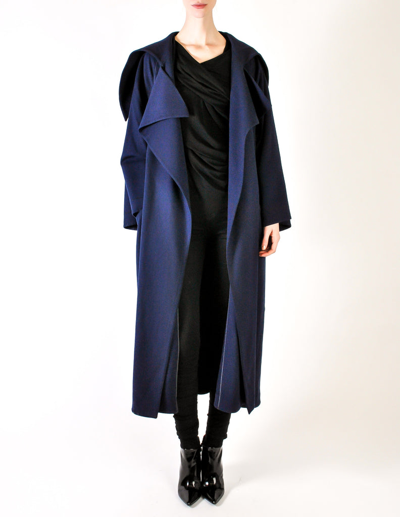Claude Montana Vintage Navy Blue Oversized Drape Wool Cashmere