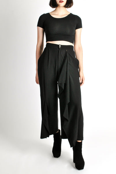 Comme des Garçons Vintage Black Wool Cropped Pants