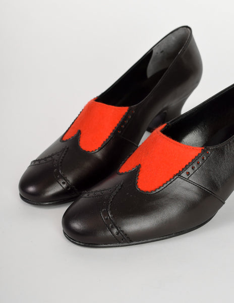 Comme des Garcons Vintage Black & Red Heeled Brogue Shoes