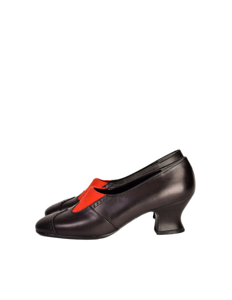 Comme des Garcons Vintage Black & Red Heeled Brogue Shoes