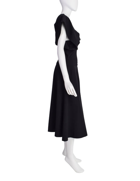 Comme des Garcons Tricot Vintage 1990 Black Wool Slouchy Gathered Dress
