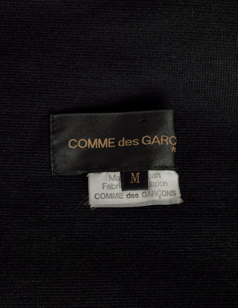 Comme des Garcons Vintage AW2002 Iconic Black Knit Circle Button Up Bolero Cardigan Sweater